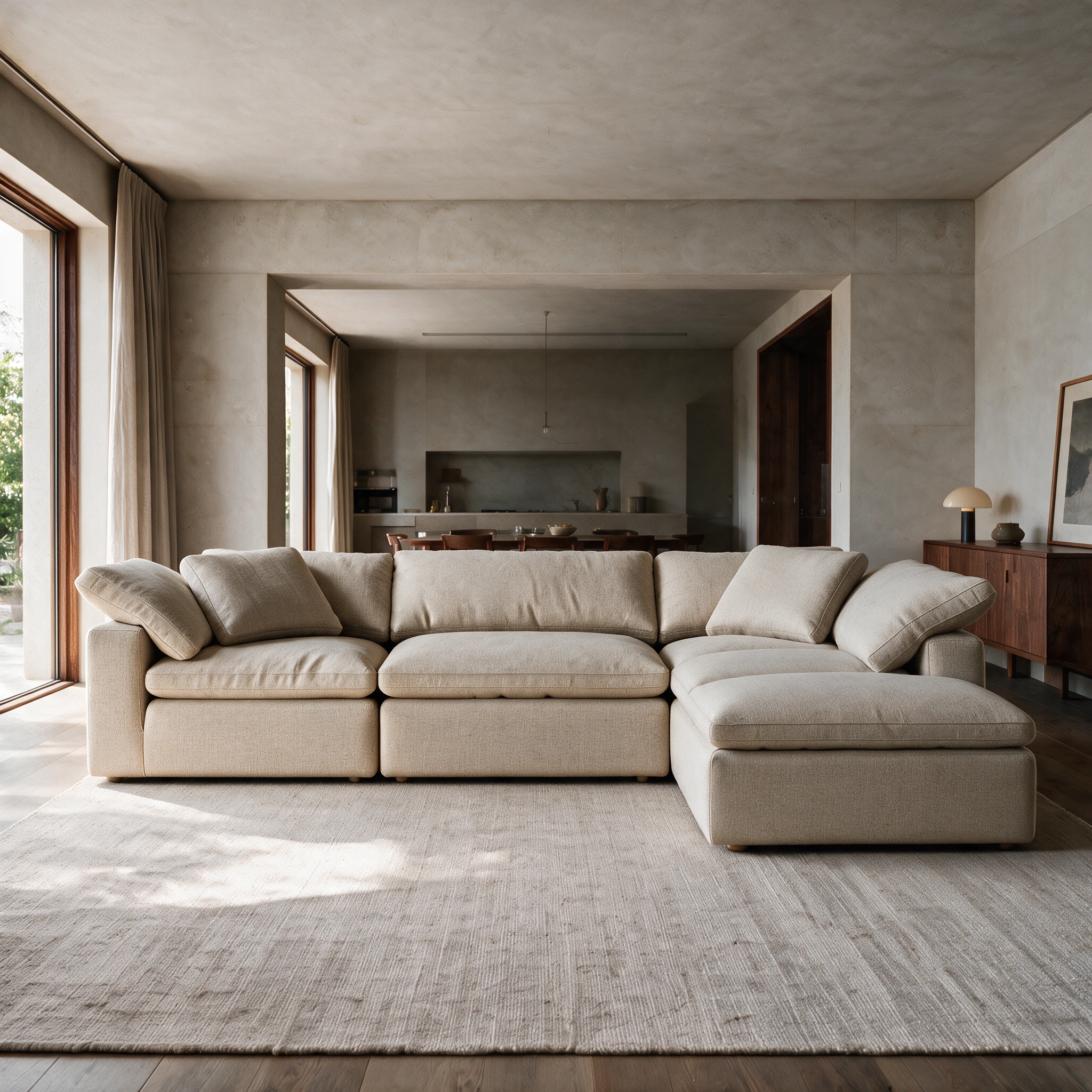 Comfo chaise in Biscuit, front view