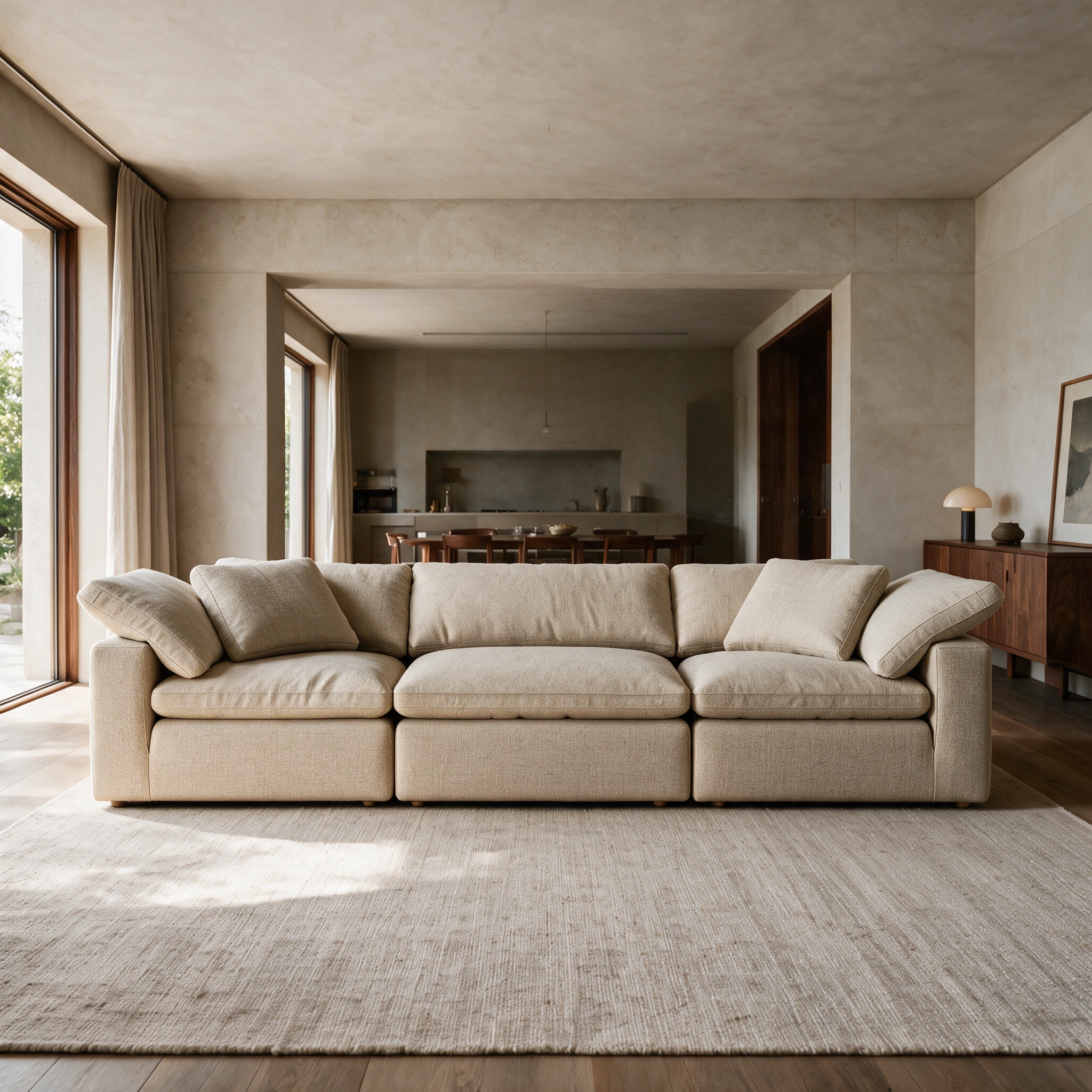 Comfo 3-seater in Biscuit, front view