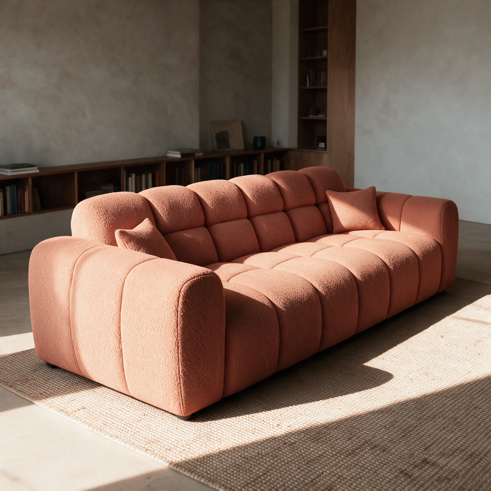 Nuage 3-seater in Apricot, three-quarter view